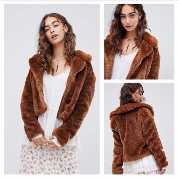 Free People Plush Faux Fur Brown Jacket - Picture 9 of 11